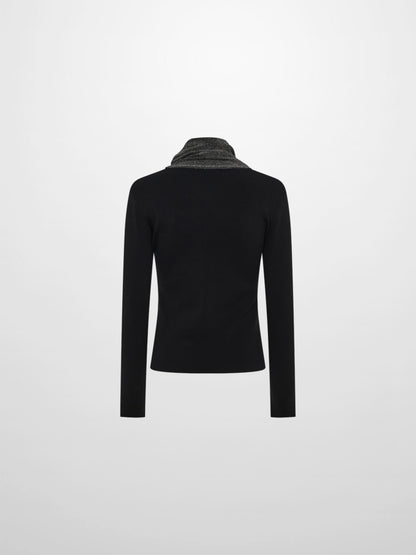 Lurex and Lace Sweater - Black/Silver