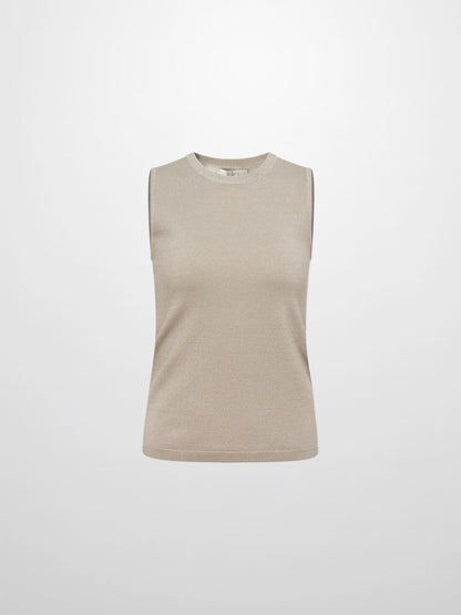 Lurex Sleeveless Top - Cream