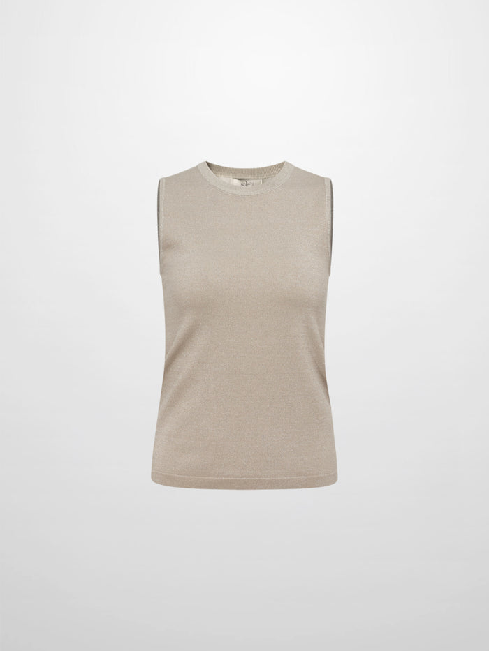 Lurex Sleeveless Top - Cream