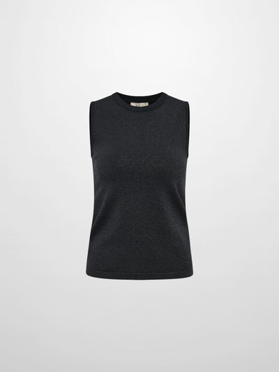 Lurex Sleeveless Top - Black