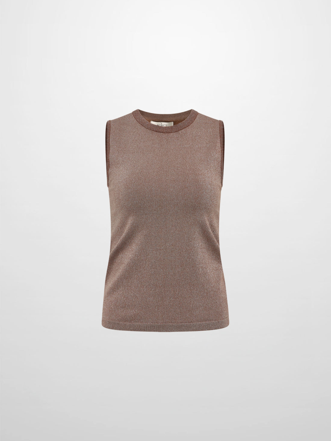 Lurex Sleeveless Top - Brown