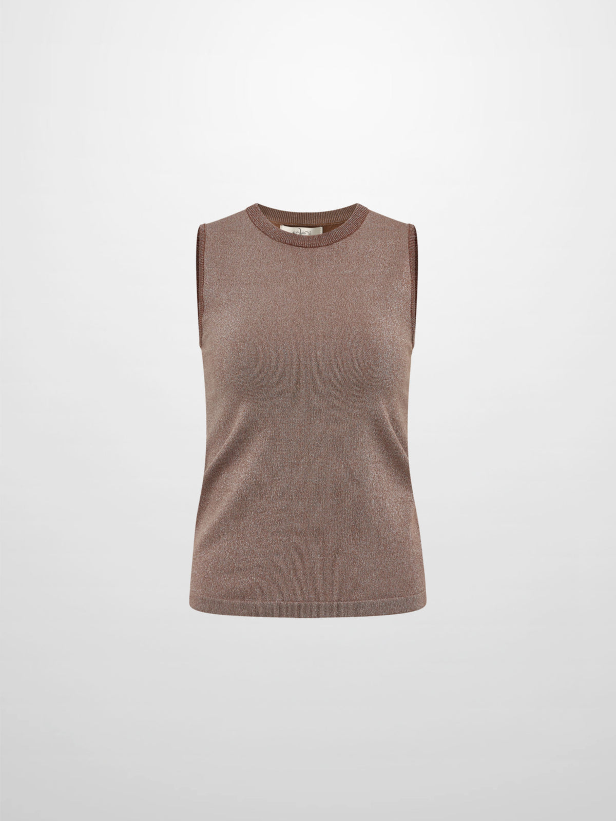 Lurex Sleeveless Top - Brown