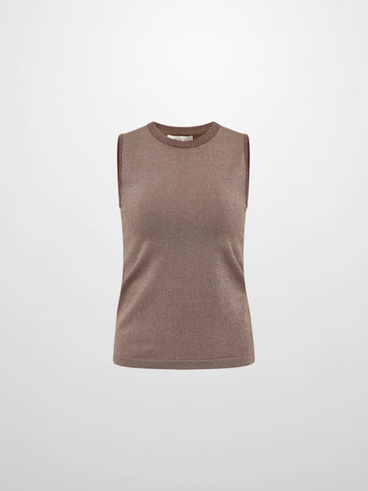 Lurex Sleeveless Top - Brown