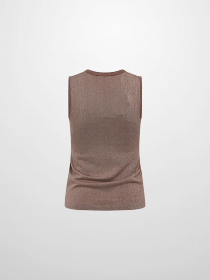 Lurex Sleeveless Top - Brown