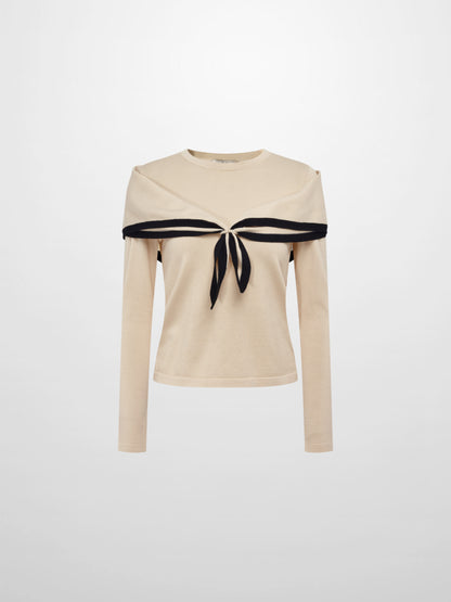 Shawl Collar Sweater - Cream
