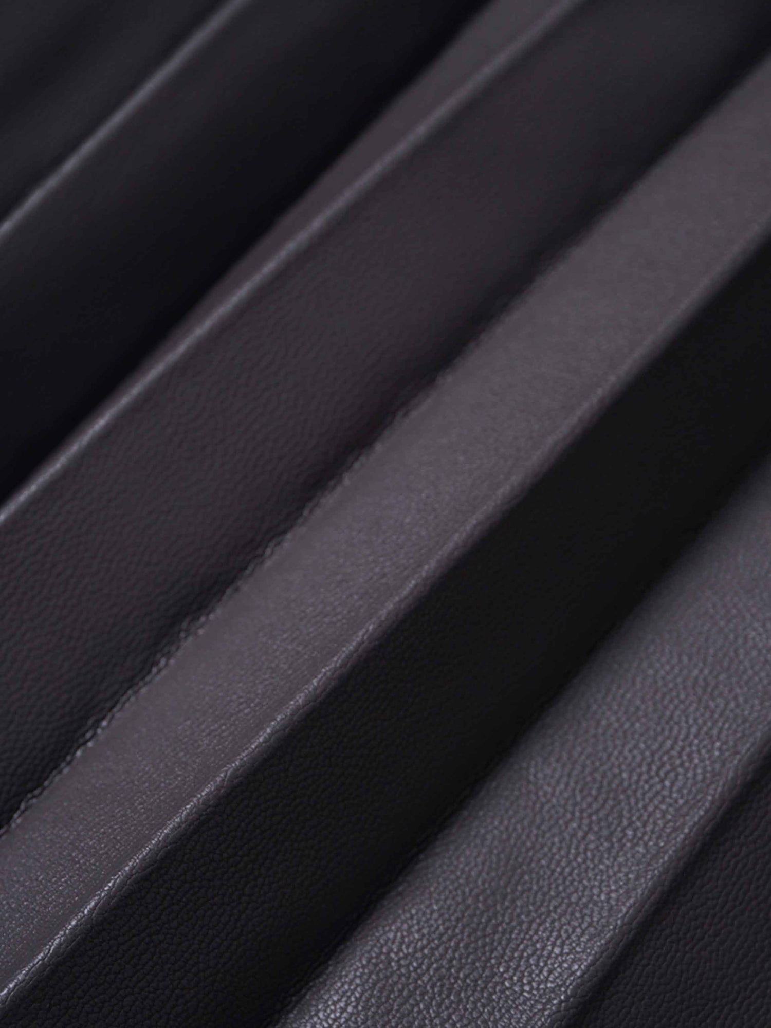 Accordion Pleated Faux Leather Skirt-Grey