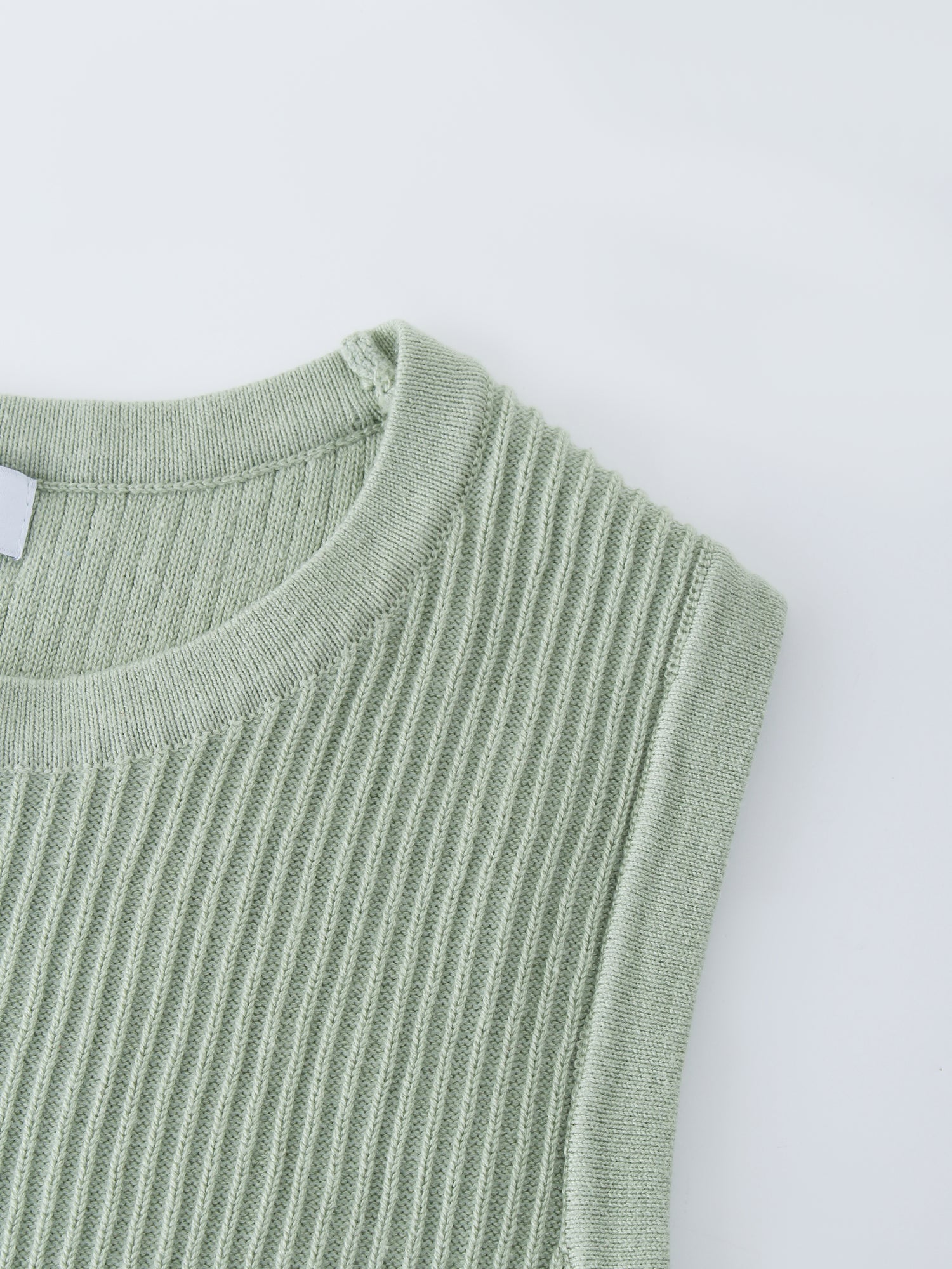 Sleeveless Ribbed Crew-Seafoam