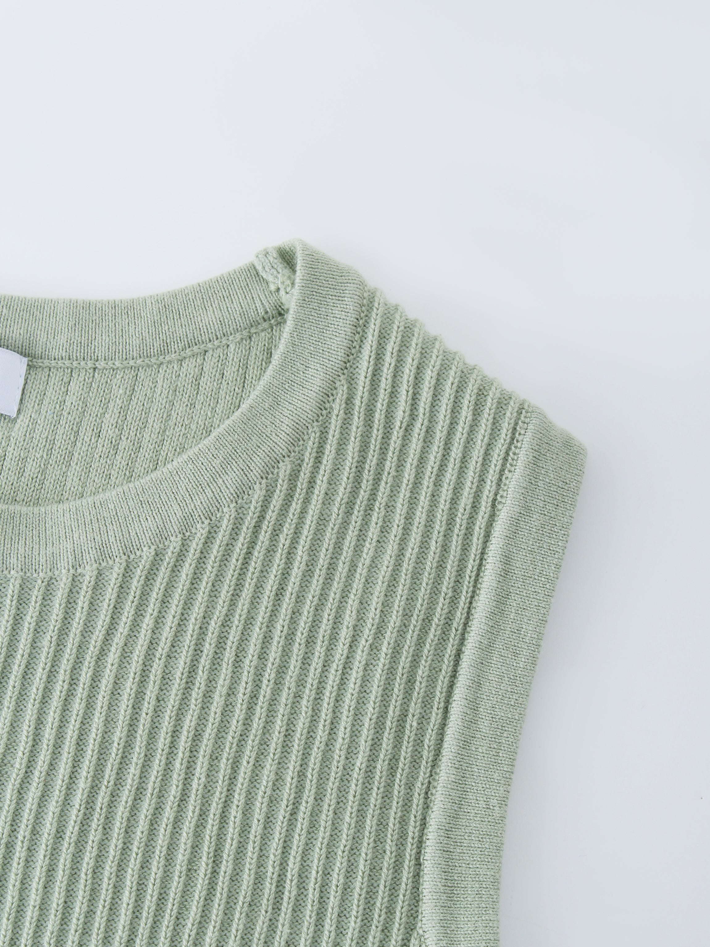 Sleeveless Ribbed Crew-Seafoam