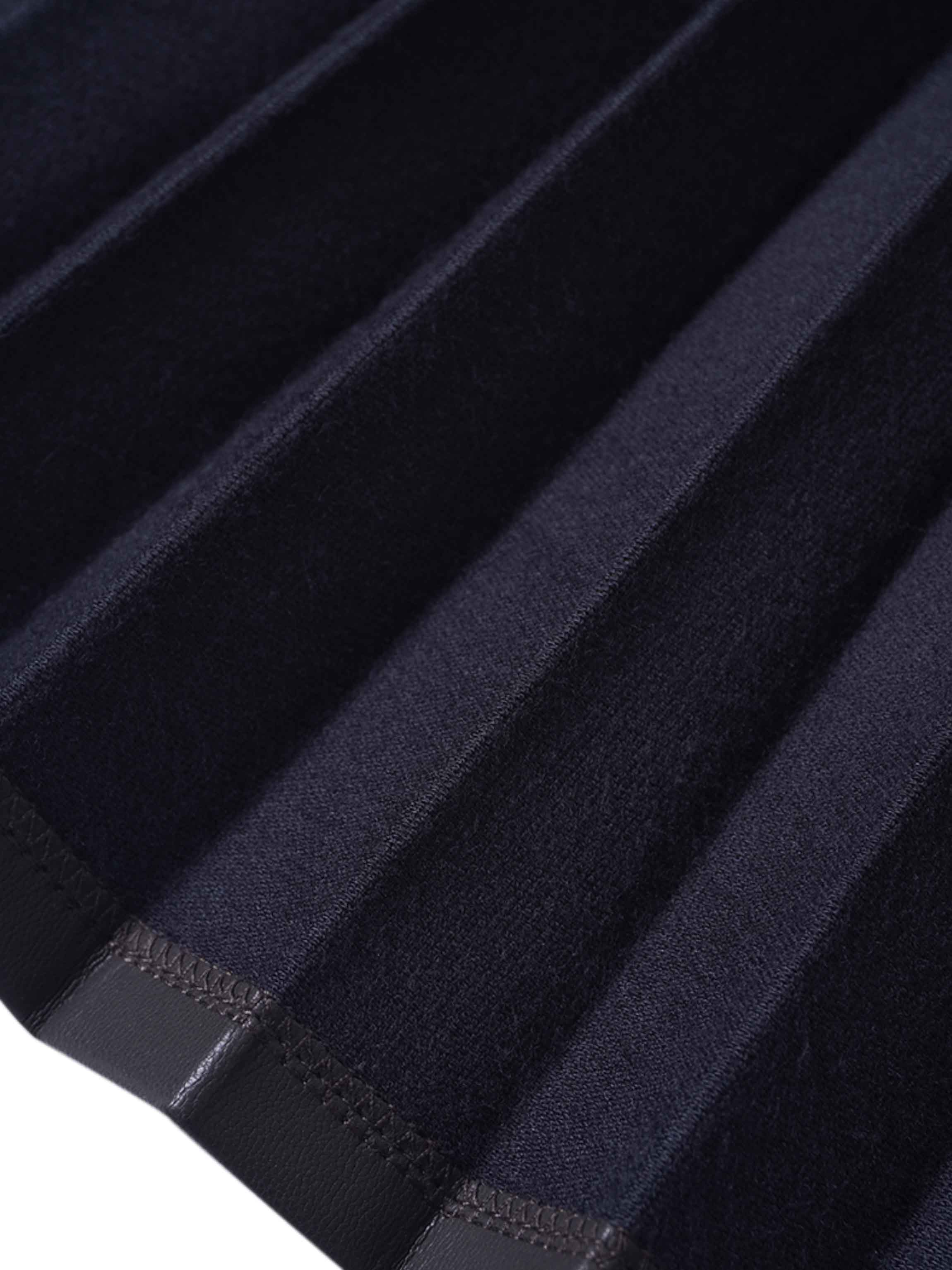 Accordion Pleated Faux Leather Skirt-Grey