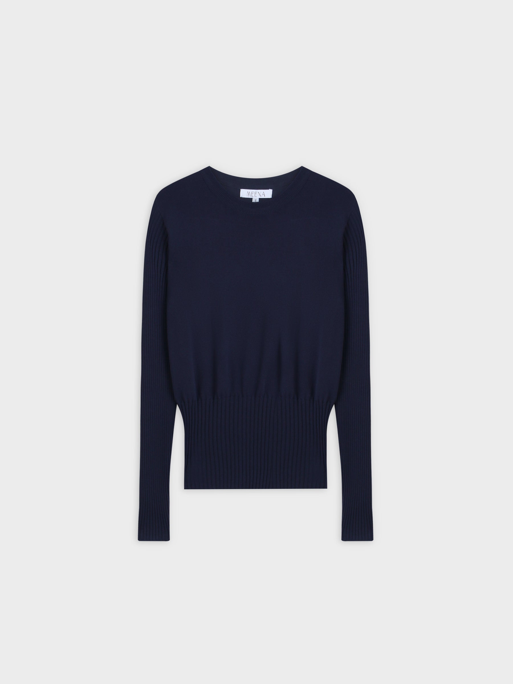 RIBBED WAISTED SWEATER-NAVY
