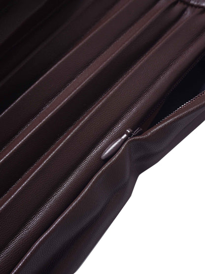 Accordion Pleated Faux Leather Skirt-Brown
