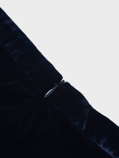 Velvet Flare Skirt-Grey/Blue