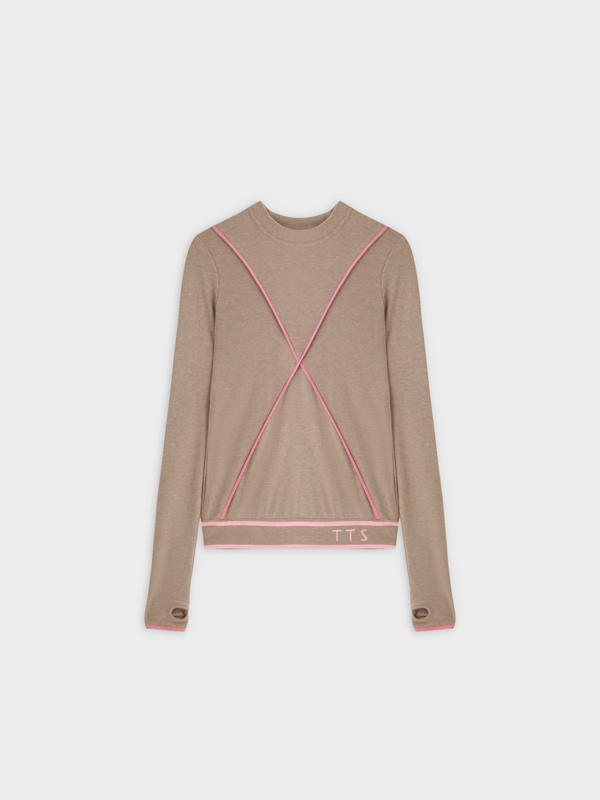 X BANDED SHIRT-TAN/ROSE