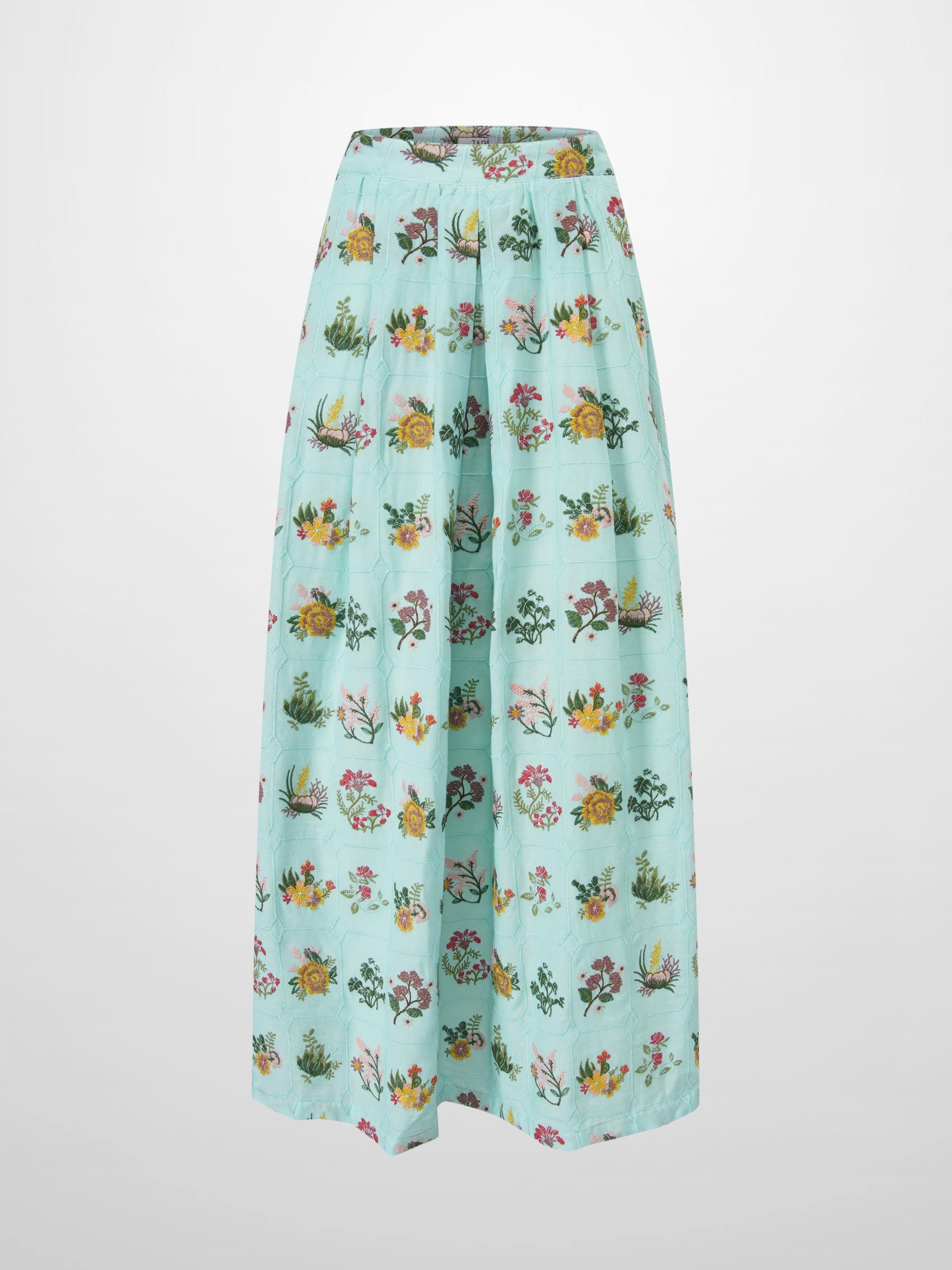Embroidered Waisted Skirt-Mint