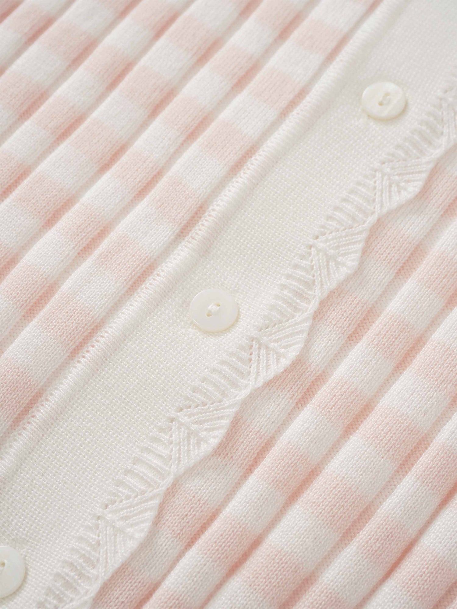 Striped Scalloped Edge Cardigan-Pink/White