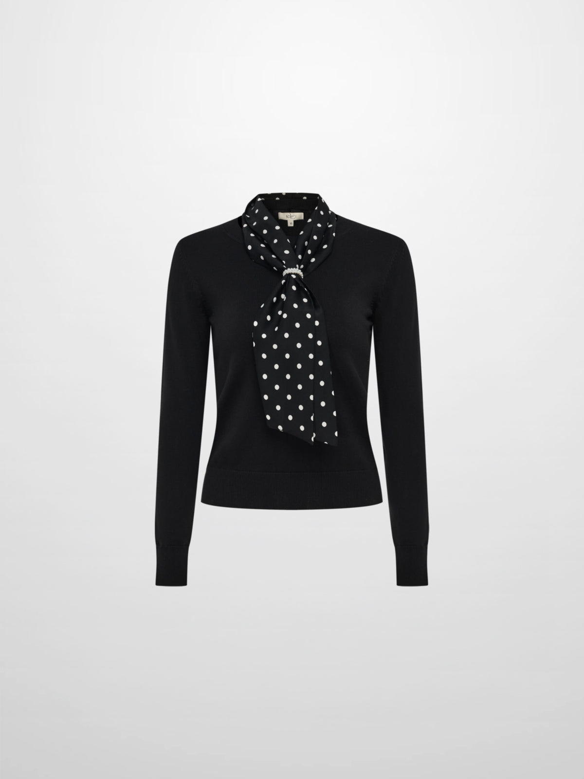 Polka Dot Scarf Sweater - Black