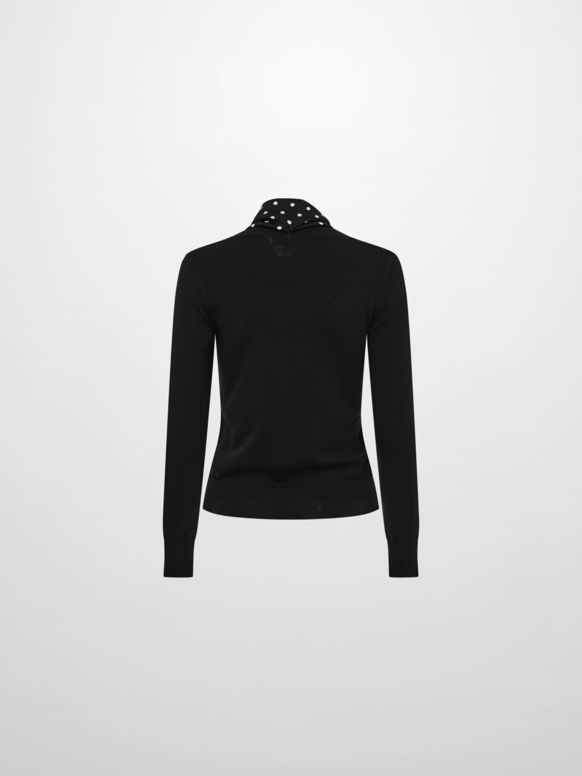 Polka Dot Scarf Sweater - Black