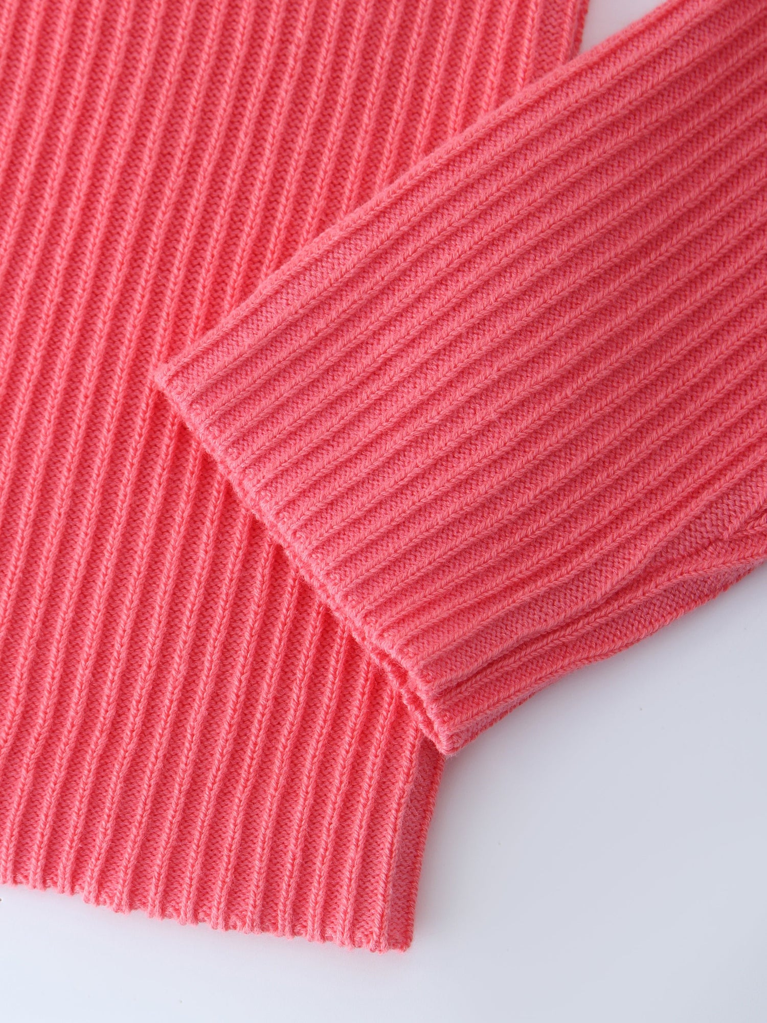 Ribbed Knit Cardigan-Coral