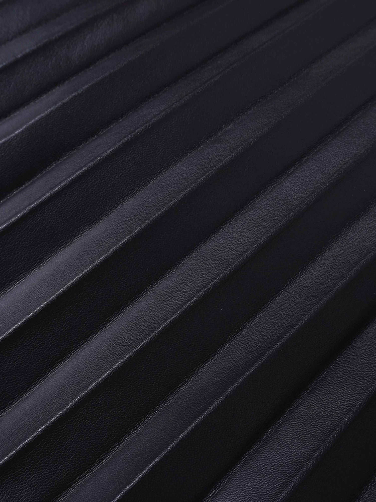 Accordion Pleated Faux Leather Skirt-Black