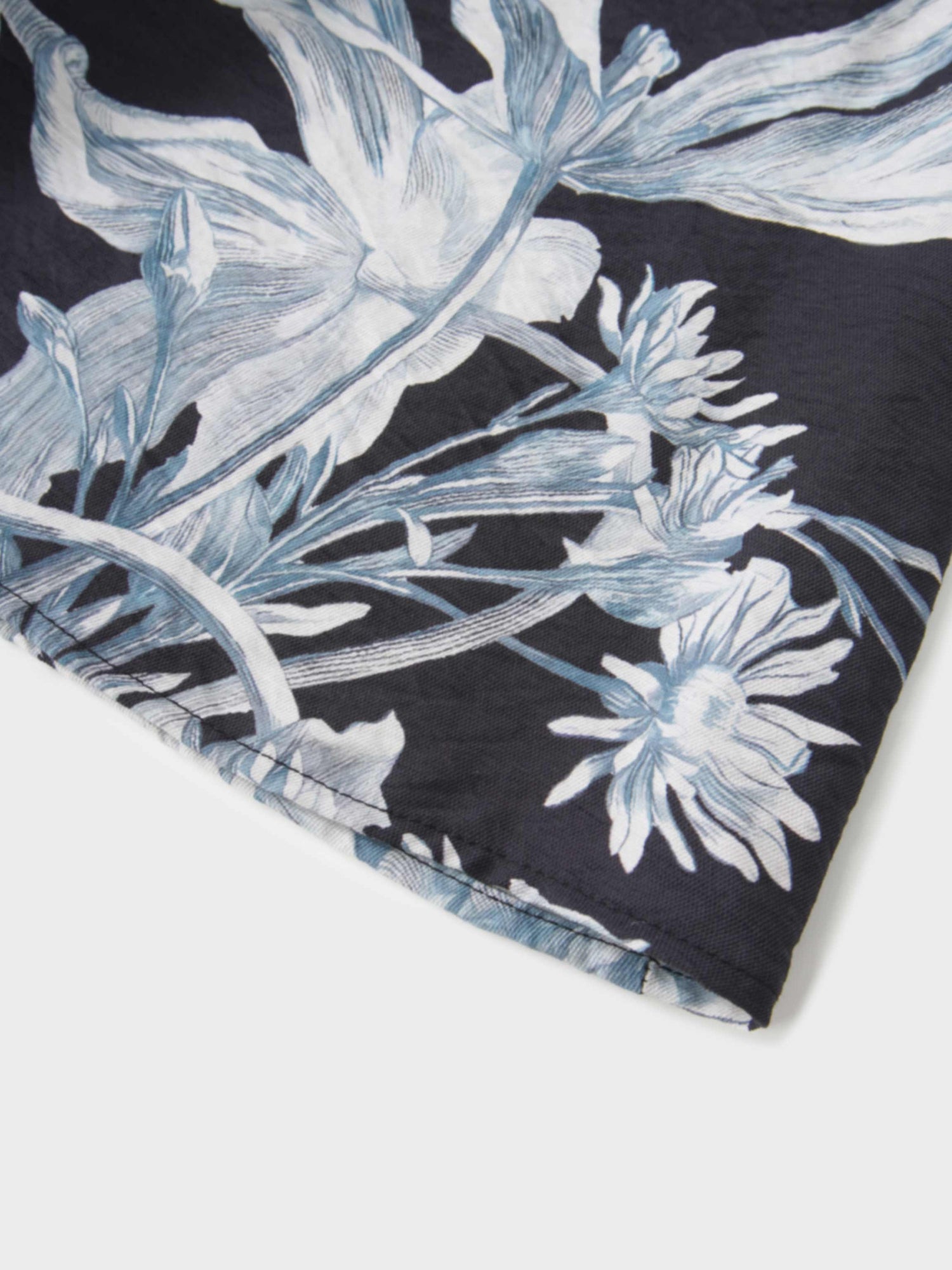 Lace Collar Princess A-Line Dress-Blue Floral