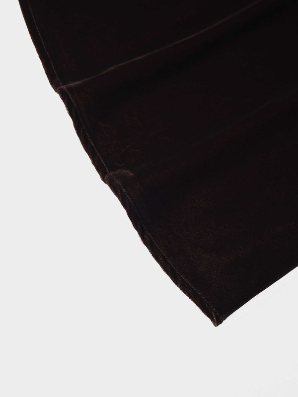 Velvet Flare Skirt-Brown