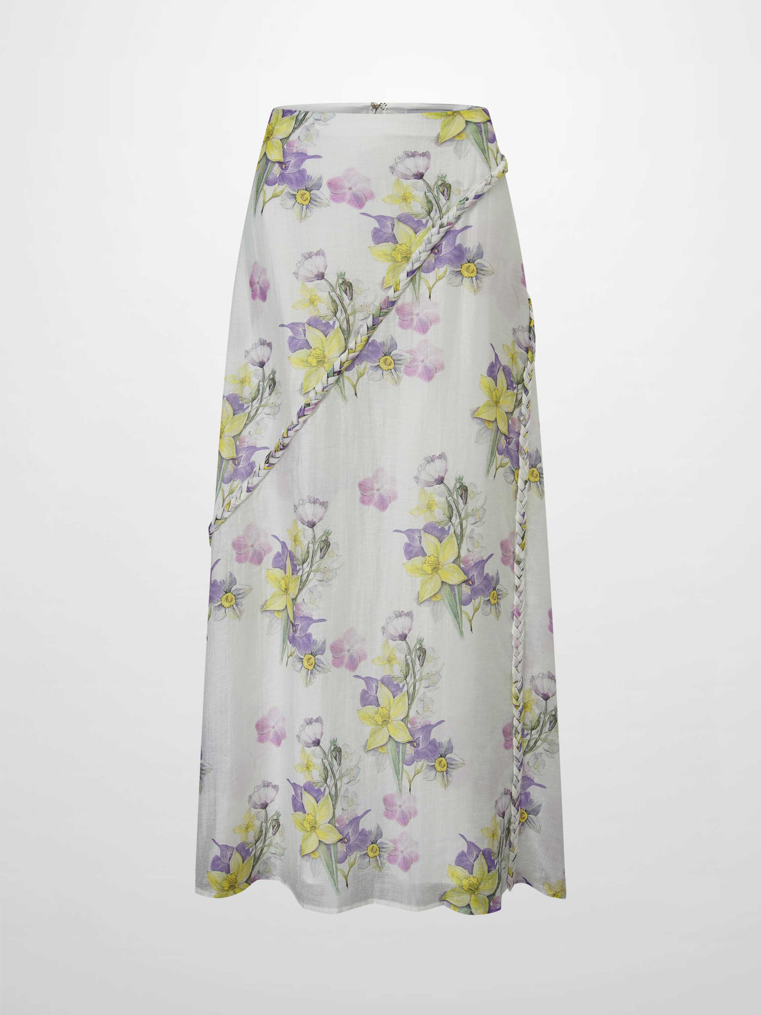 Braided Detail A-Line Skirt-Multi Color Floral