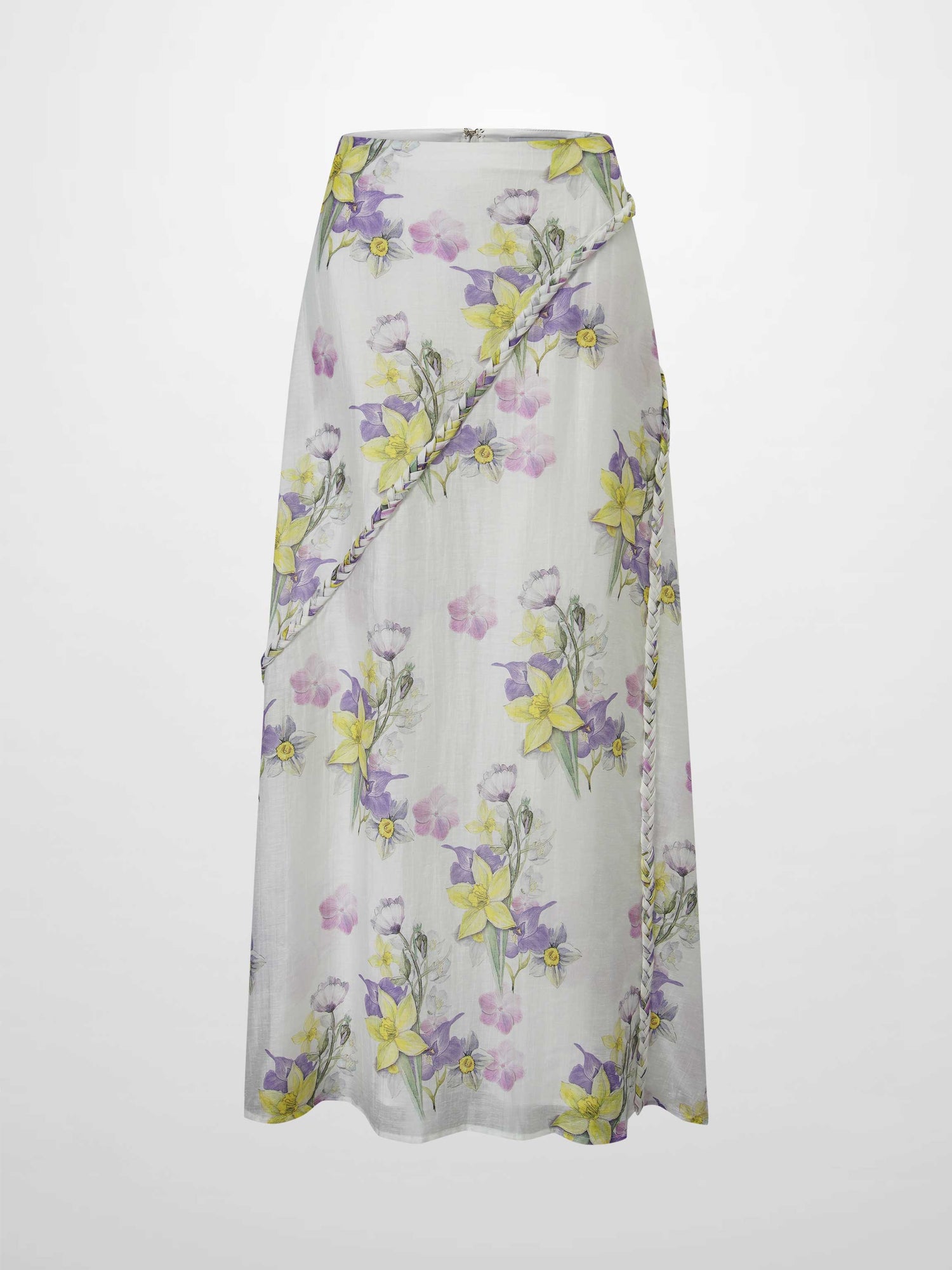 Braided Detail A-Line Skirt-Multi Color Floral