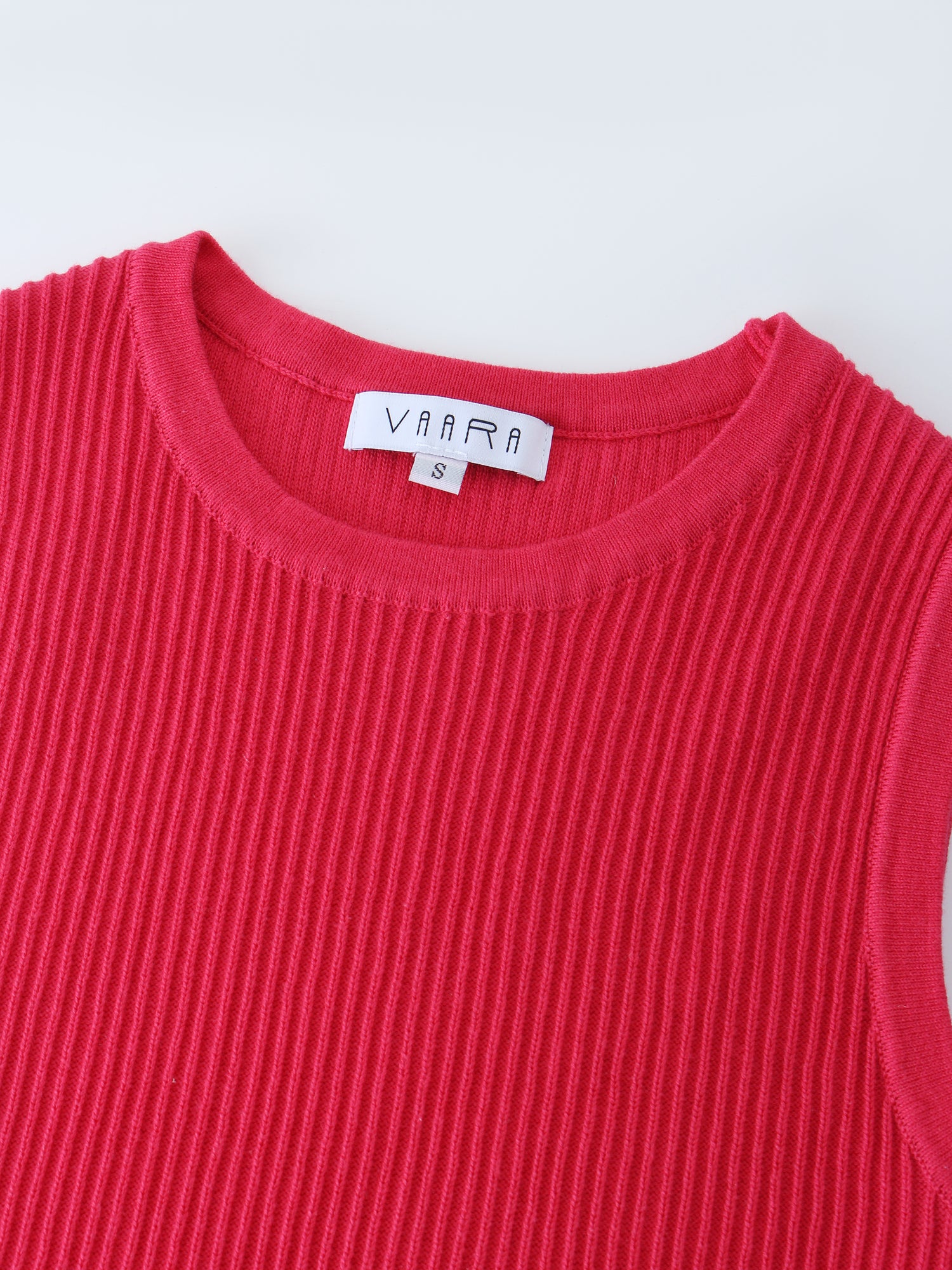 Sleeveless Ribbed Crew-Hot Pink