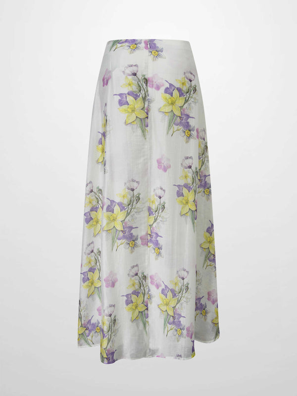 Braided Detail A-Line Skirt-Multi Color Floral