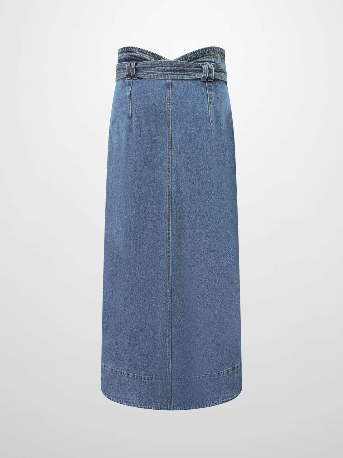 High Waist Button Down Denim Skirt-Blue