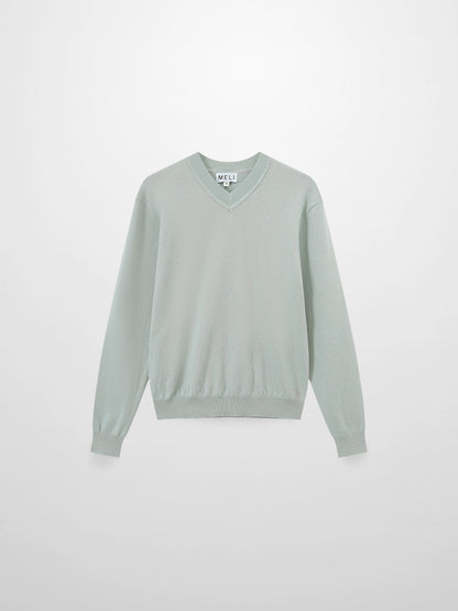 High V Lightweight Sweater-Ash Green