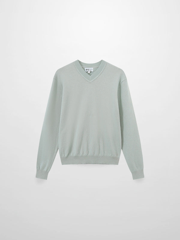 High V Lightweight Sweater-Ash Green
