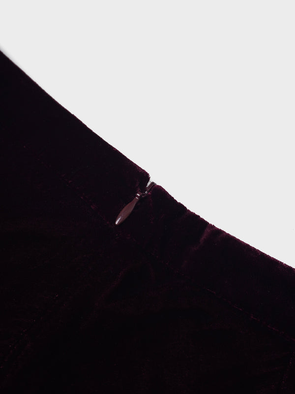 Velvet Flare Skirt-Burgundy