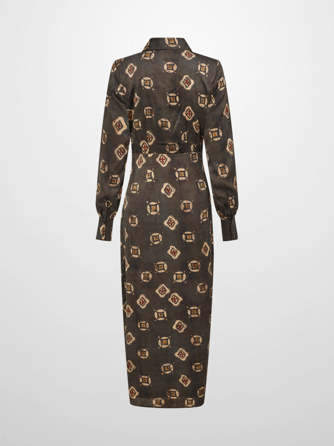 Wrap Shirtdress -Olive Geometric