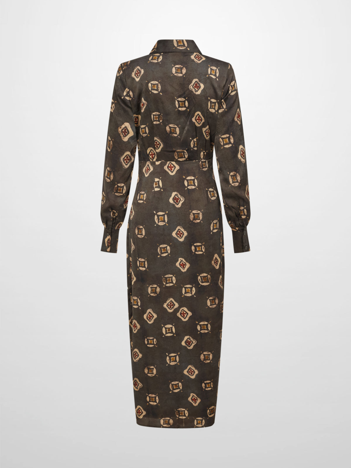 Wrap Shirtdress -Olive Geometric