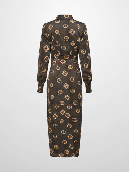 Wrap Shirtdress -Olive Geometric