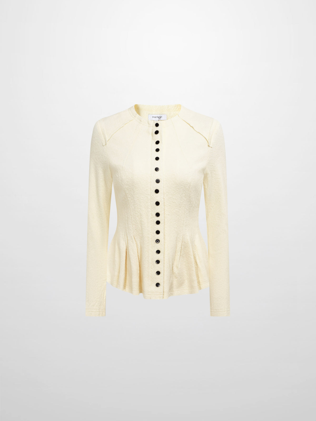 Mini Gold Button Peplum Top - Cream