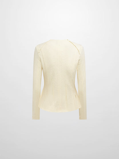 Mini Gold Button Peplum Top - Cream