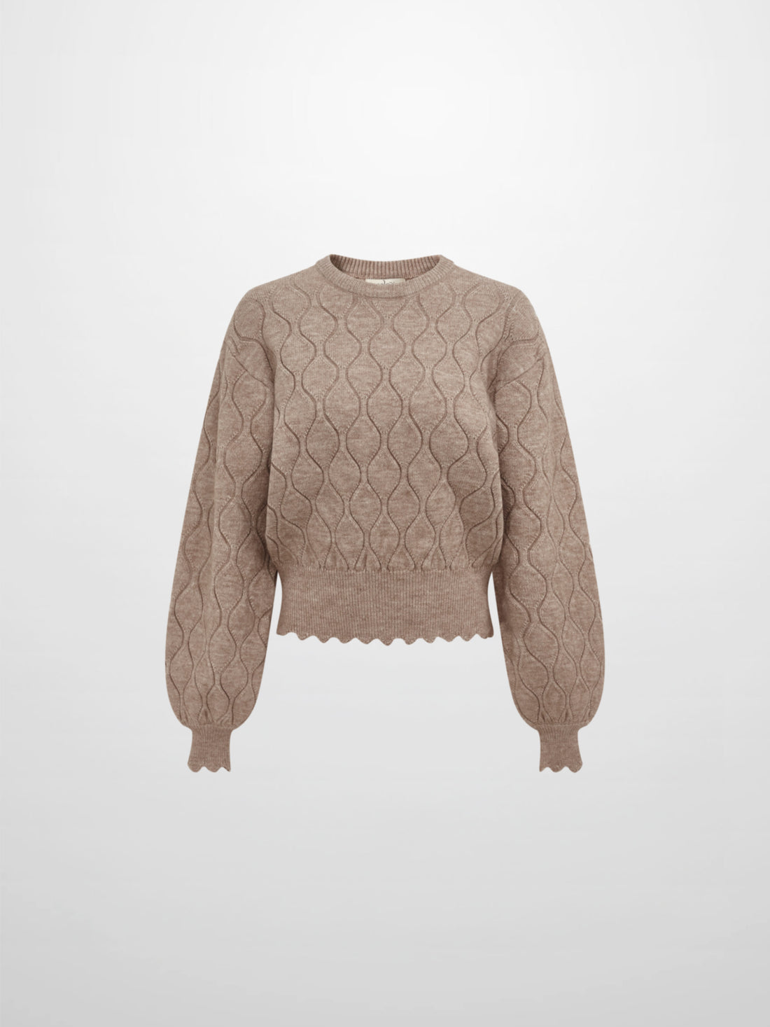 Scalloped Edge Hourglass Sweater - Oatmeal