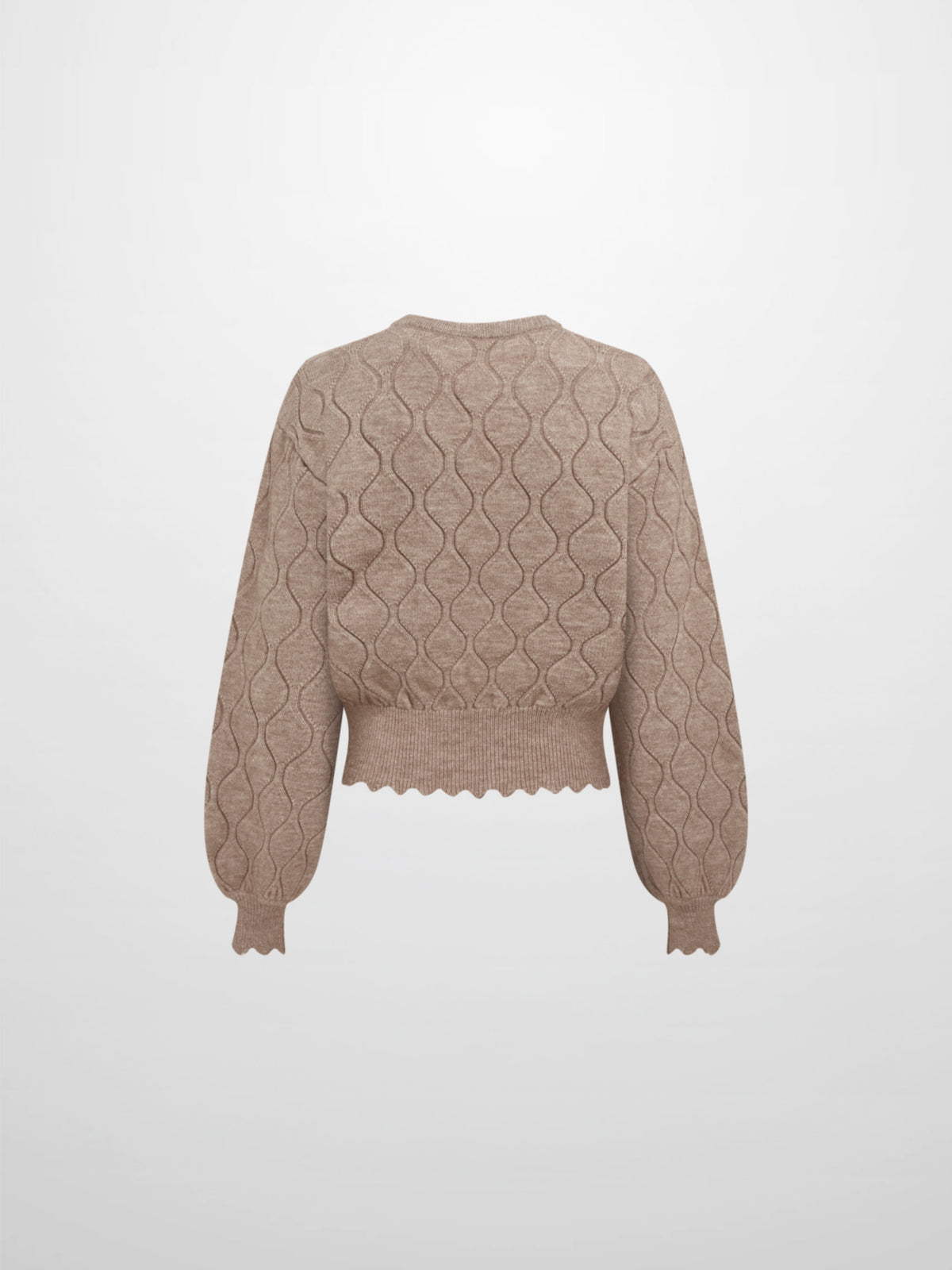 Scalloped Edge Hourglass Sweater - Oatmeal