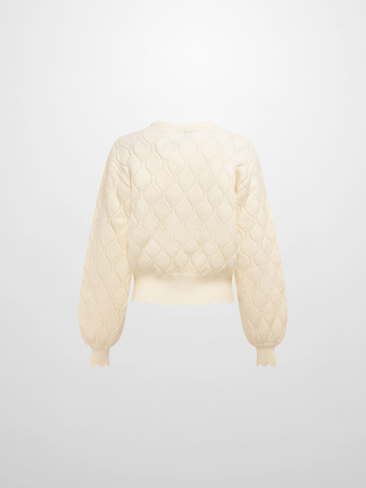 Scalloped Edge Hourglass Sweater - Cream