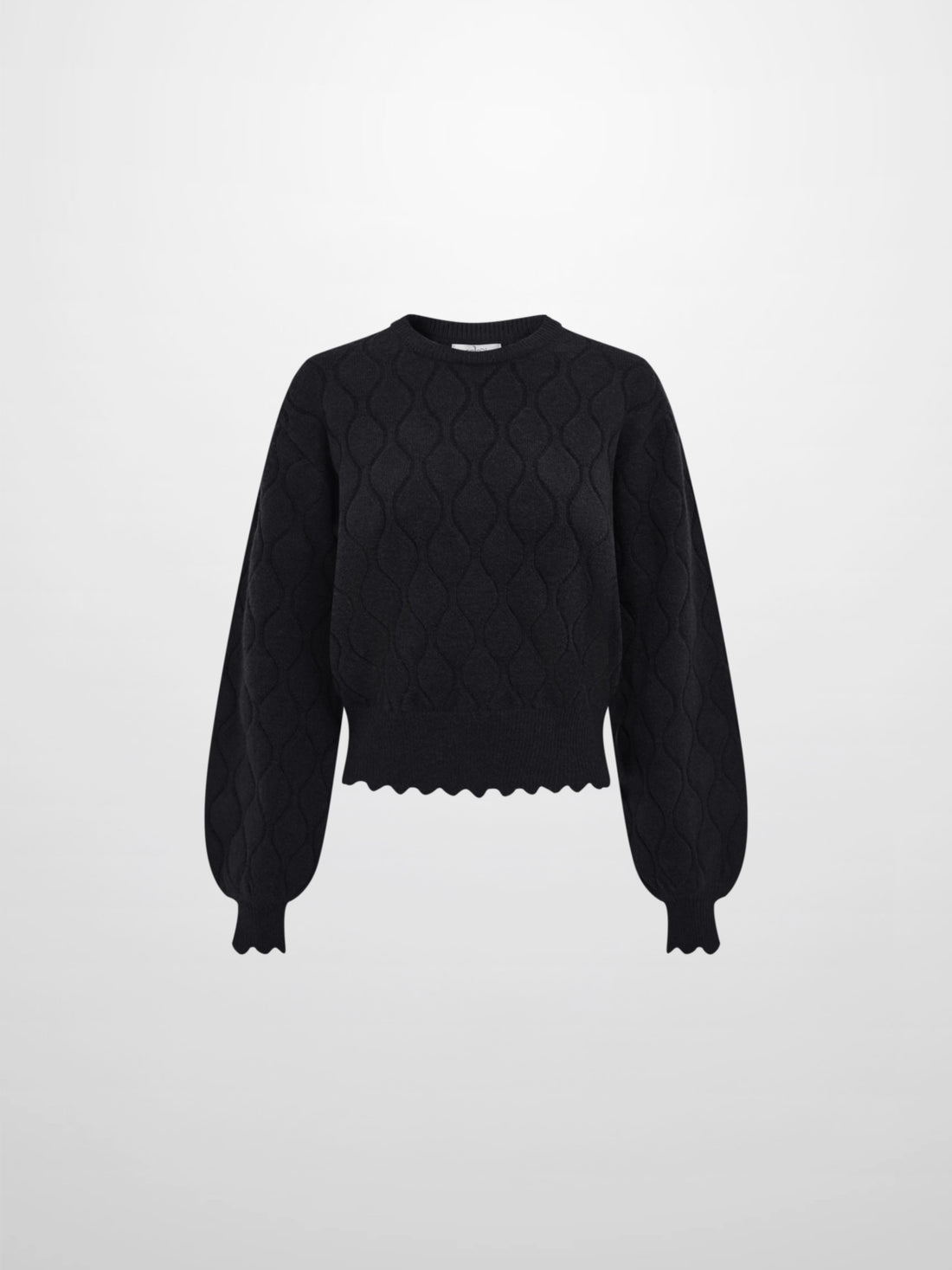 Scalloped Edge Hourglass Sweater - Black