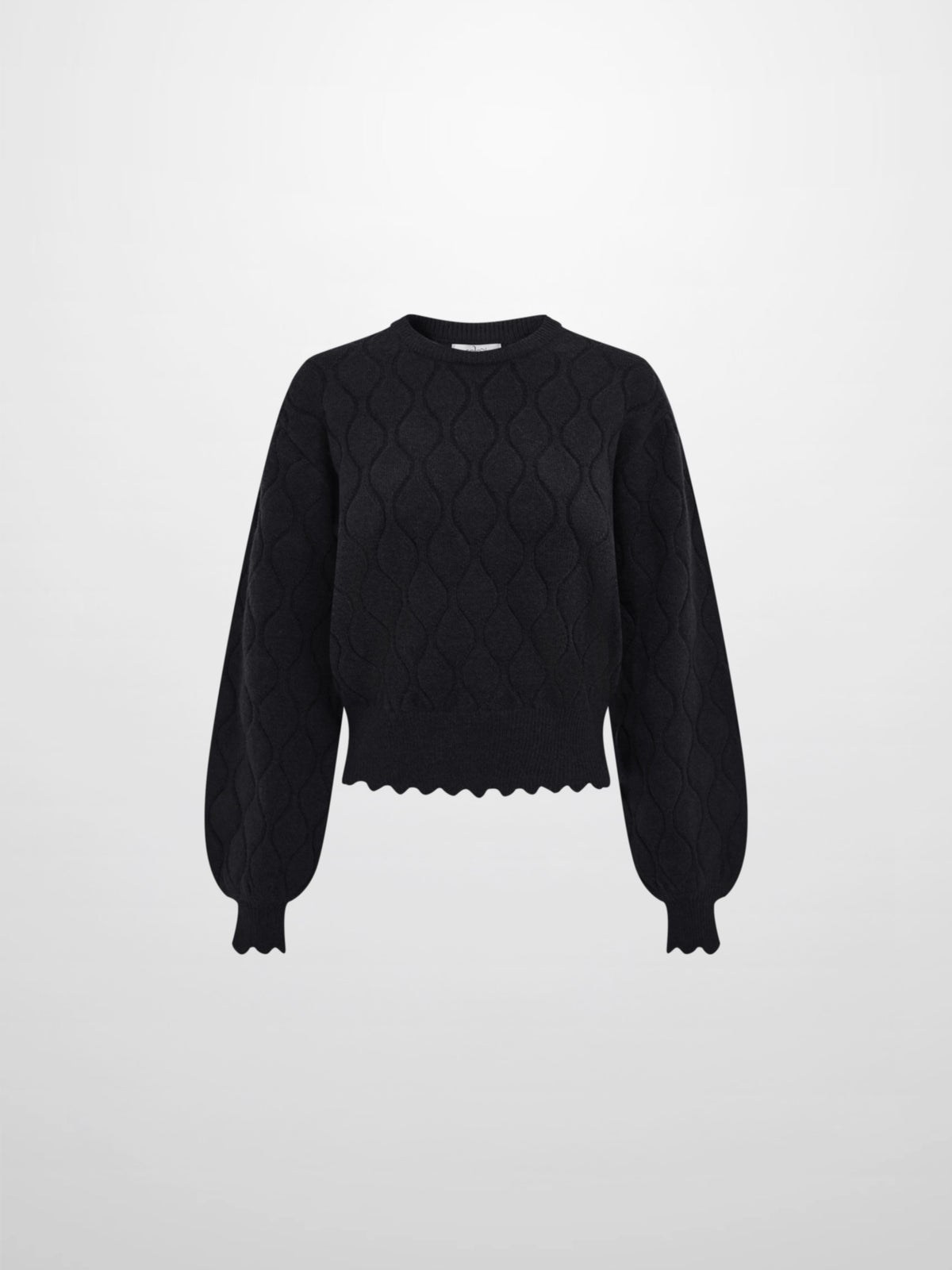 Scalloped Edge Hourglass Sweater - Black