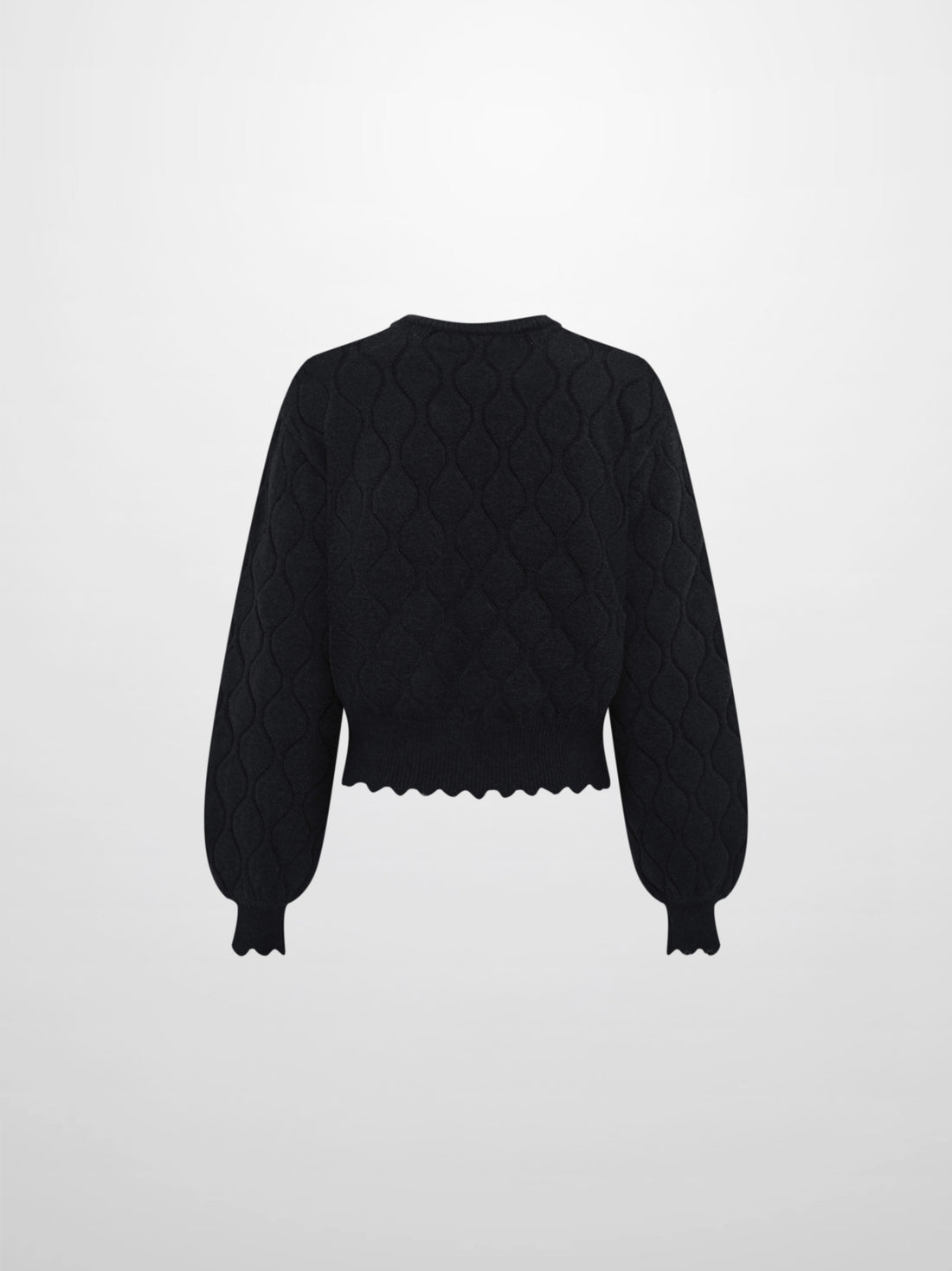 Scalloped Edge Hourglass Sweater - Black