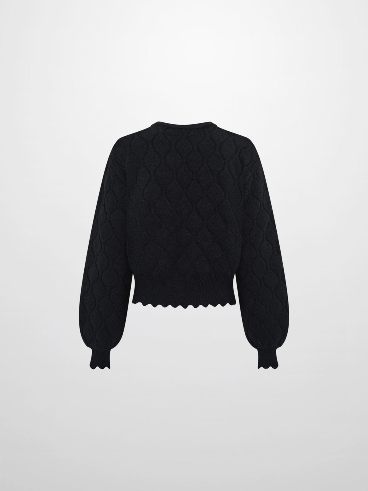 Scalloped Edge Hourglass Sweater - Black