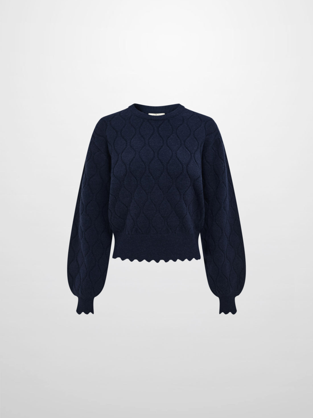 Scalloped Edge Hourglass Sweater - Navy