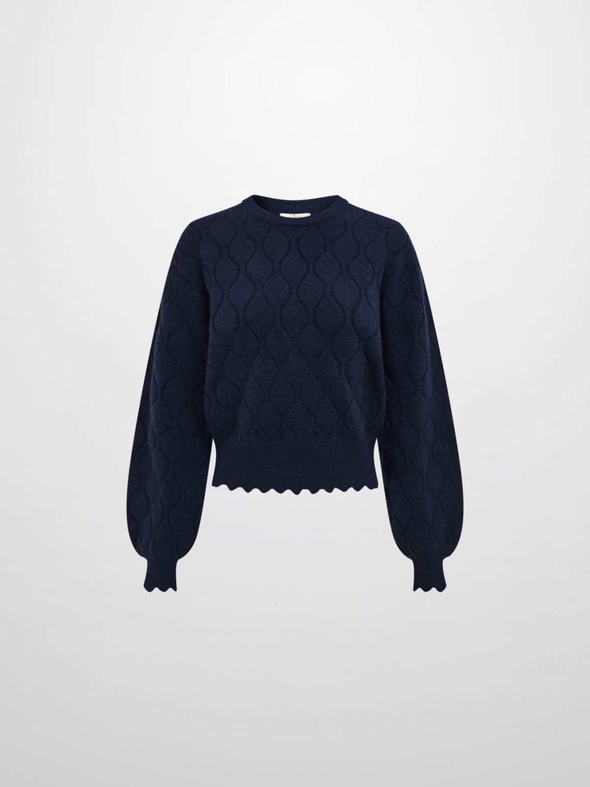 Scalloped Edge Hourglass Sweater - Navy