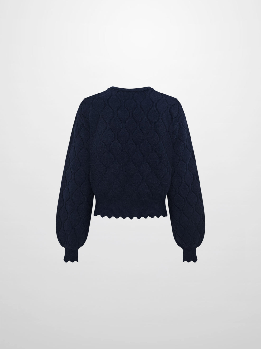 Scalloped Edge Hourglass Sweater - Navy
