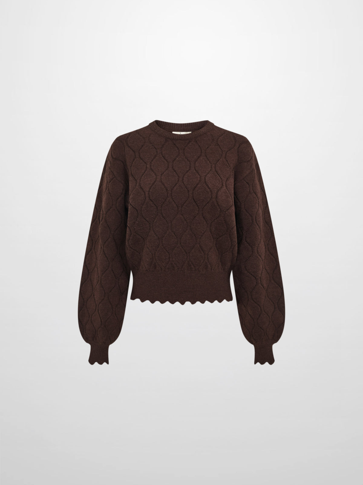 Scalloped Edge Hourglass Sweater - Brown