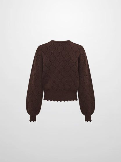 Scalloped Edge Hourglass Sweater - Brown